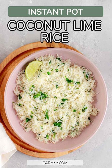 Baked Coconut Rice, Coconut Lime Rice Recipe, Thai Coconut Rice, Coconut Basmati Rice, Coconut Lime Rice, Basmati Rice Recipes, Lime Rice Recipes, Baked Coconut, Coconut Rice Recipe