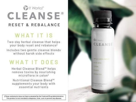 New and improved Cleanse!!! New look and new formula! Two Day Cleanse, Itworks Cleanse, It Works Cleanse, Apple Cider Vinegar Cleanse, 2 Day Cleanse, It Works Greens, It Works Marketing, It Works Distributor, Herbal Cleanse