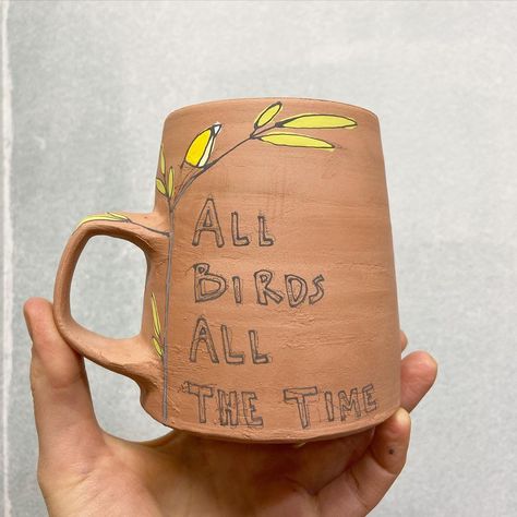 Melissa Maya Pottery on Instagram: “Nuf said. 😁 • • • Work in progress. This is bisqued and painted with @amacobrent velvet underglazes, the black lines are made with my…” Black Lines, All Birds, Work In Progress, Beer Mug, Beer Glasses, The Black, Velvet, Ceramics, Tableware