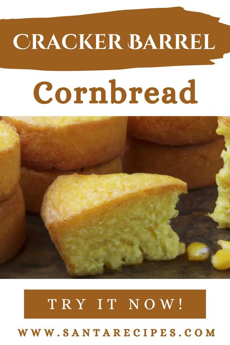 The cracker barrel cornbread recipe, It's a simple and delicious recipe that's been around since the days of the pioneers. It has a moist, fluffy ... Cracker Barrel Cornbread Recipe, Cracker Barrel Corn Muffins, Quaker Yellow Corn Meal Cornbread Recipe, Cracker Barrel Cornbread, Famous Dave’s Cornbread Recipes, Marie Callender’s Cornbread, Fluffy Cornbread, Cracker Barrel Recipes, Cornbread With Corn