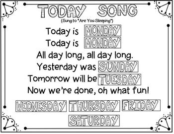 Daycare Songs, Prek Songs, Toddler Songs, Learning Songs, Transition Songs, Pocket Chart Activities, Today Is Monday, Circle Time Songs, Kindergarten Songs