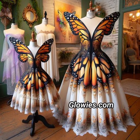 Butterfly Dresses, Monique Lula, Fairy Halloween, Mommy And Daughter, Beautiful Butterfly Pictures, Butterfly Pictures, Fairy Fashion, Butterfly Dress, Dress Design