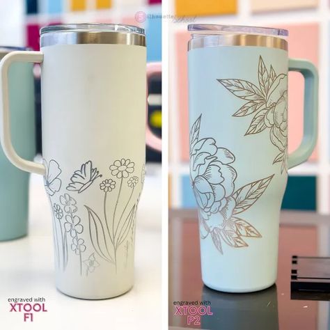 Sizing designs for full wrap laser engraved tumblers Engraving Cups Tumblers, Engraved Tumbler Designs, Engraving Tumblers, Cricut Videos, Silhouette School Blog, Engraved Tumblers, Silhouette School, White Toner, Engraved Tumbler