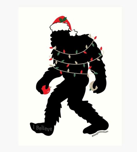 Bigfoot Drawing, Sasquatch Art, Bigfoot Christmas, Bigfoot Art, Goth Christmas, Motivational Cards, Avery Labels, Tree Lover, Amazing Artwork