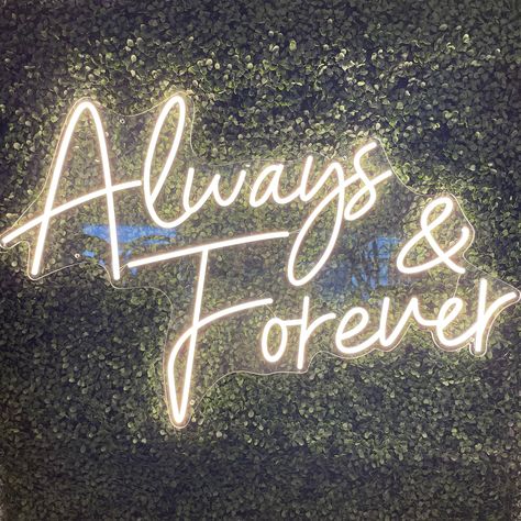 Always & Forever Neon Sign from Westcoast Balloon Supply DETAILS: - Made of clear acrylic and white LED neon tubing - Approximately 36in wide and 24in tall - Intended for indoor use only SHIPPING: - Orders ship next business day - Orders to Canada and USA should arrive in 2-3 business days - Residential delivery available during check out - Tracking number will be available once your order has shipped CONTACT US: If you have any questions about this sign or about CUSTOM OPTIONS AND RUSH ORDERS, please select "Message Westcoast" button. We are happy to help however we can!  Thank you for shopping with us!  Westcoast Balloon Supply Us Forever, Forever Neon Sign, Forever And Always Sign, Best Day Ever Neon Sign, Thank You Neon Sign, Always And Forever Neon Sign, Twin Flame Art, Romantic Quotes For Her, Flame Art