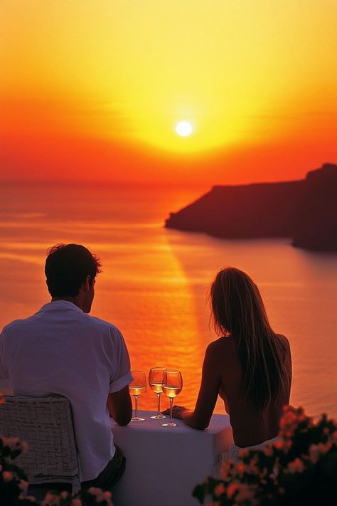 Embark on a romantic journey with your partner to the stunning island of Santorini. Take in the breathtaking sunset from Oia, savor a private wine tasting, and unwind together in luxurious accommodations with unforgettable views. 🌅🍷✨ #SantoriniRomance #CouplesEscape #GreeceLove Romantic Sunset Couple, Santorini Sunset, Horse Books, Romantic Sunset, Romantic Getaway, Private Island, Santorini Greece, Sunset Views, Romantic Getaways