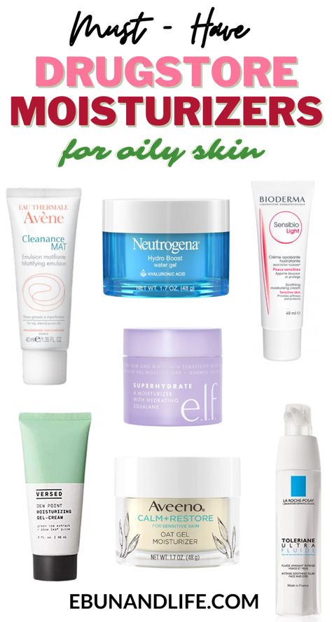 12 Best Drugstore Moisturizers For Oily Skin Best Gel Moisturizer, Good Drugstore Moisturizer, Best Oily Skin Moisturizer, Oily Skin Moisturizer Products, Best Mostizer For Face, Best Moisturizer For Oily Skin Acne, Best Face Moisturizer For Oily Skin, Makeup Moisturizer For Oily Skin, Best Mostizer For Oily Skin