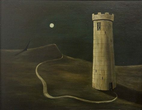 Gertrude Abercrombie (1909-1977) .- The Ivory Tower, 1945 Gertrude Abercrombie, Ivory Tower, Chicago Artists, San Francisco Museums, Max Ernst, American Artists, Art Museum, Canvas Giclee, Surrealism