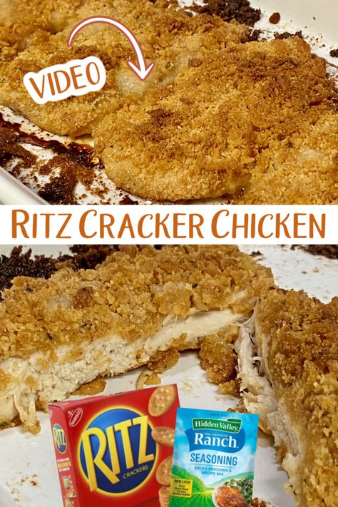 CRISPY RITZ CRACKER CHICKEN - Family Dinner Delights Chicken Ritz Crackers, Cracker Casserole, December Meals, Chicken Breaded, Ritz Chicken, Ritz Cracker Chicken, Cracker Chicken, Crispy Chicken Recipes, Club Crackers