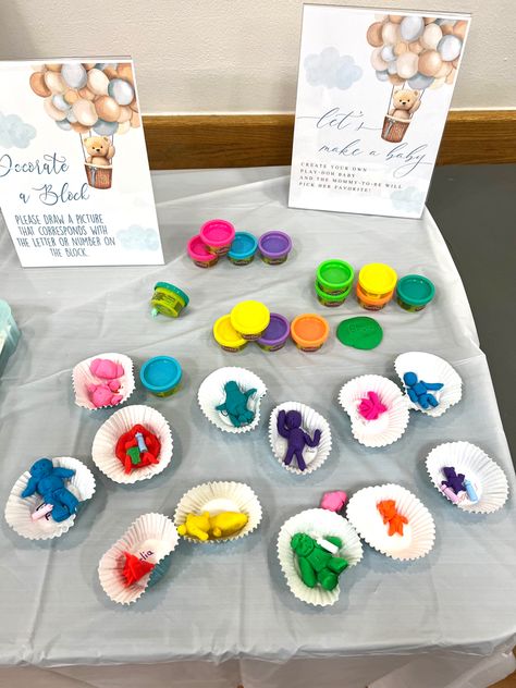 Play Doh Baby Shower Game, Baby Shower Kids Activity Table, Kids Activities At Baby Showers, Kids Baby Shower Activities, Gender Reveal Games Ideas Activities, Fun Baby Shower Game Ideas, Baby Shower Decoration Ideas At Home, Baby Shower Activities For Kids, Baby Shower Games Ideas Activities