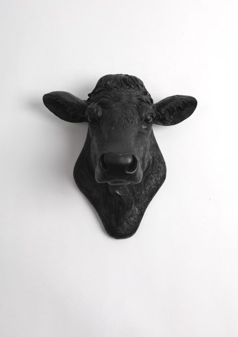 Cow Wall Mount Cow Head Decor, Fake Walls, White Faux Taxidermy, Cow Skull Art, Farm Animals Decor, Cow Decor, Cow Head, Faux Taxidermy, Black Cow