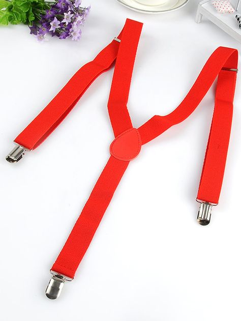 Red  Collar  Polyester   Embellished   Men Accessories Red Suspenders, Suspenders Men, Red Collar, Suspenders, Mens Accessories, Collar, Free Shipping, Red