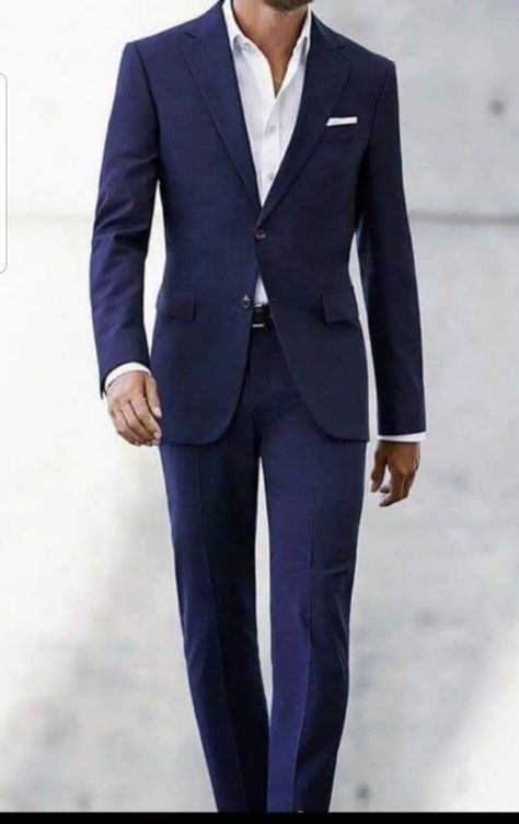 Suit No Tie, Suit Without Tie, Casual Friday Outfit, Outfit Navy, Blue Suit Men, Friday Outfit, White Dress Shirt, Casual Fridays, Formal Mens Fashion