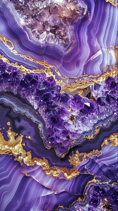 Purple And Gold Aesthetic Wallpaper, Purple Marble Aesthetic, Purple Crystal Wallpaper, Purple Crystals Aesthetic, Amethyst Crystal Aesthetic, Sick Wallpapers, Marble Aesthetic, Crystal Aesthetic, Geode Art