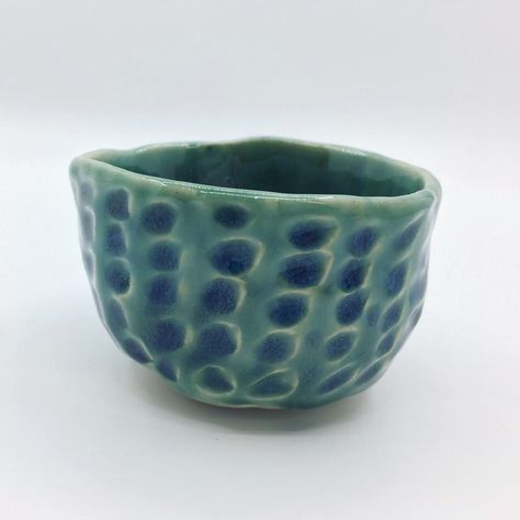 Pretty textured pinch pot glazed with an Amaco glaze Pinch Pot Glaze Ideas, Textured Pinch Pot Ideas, Nature Pinch Pot Ideas, Double Pinch Pot, Pinch Pot, Lidded Pinch Pot, Textured Pinch Pot, Pottery Pinch Pot, Clay Pinch Pots