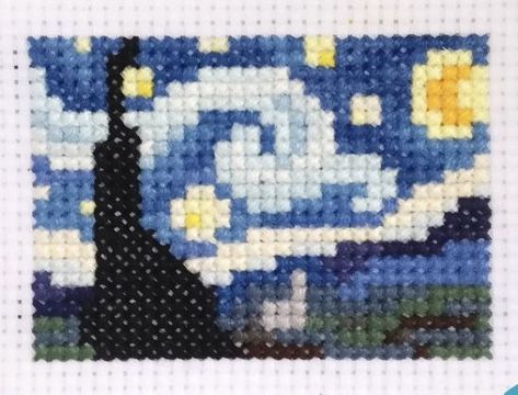 Starry night Two Color Cross Stitch, Cross Stitch Kawaii Pattern, Cross Stitch Patterns Pixel, Water Cross Stitch, Tiny Cross Stitch Patterns Free, Cross Stitch Pixel Art, Cross Stitch Minecraft, Cross Stitch Mini Patterns, Cross Stitch Patches