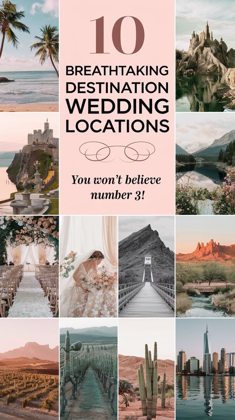 10 Breathtaking Destination Wedding Locations That Will Make You Say 'I Do!' (Number 3 Is a Dream!) Dream Wedding Destination, Usa Destination Wedding, Unique Destination Wedding Ideas, Us Destination Wedding, Small Private Wedding, Wedding Destination Ideas, Best Destination Wedding Locations, Beach Wedding Locations, Destination Wedding Reception