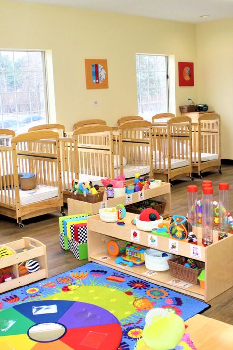 Daycare Ideas Center, Daycare Infant Room Ideas, Babies Room Childcare Ideas, Nursery Room Ideas Childcare, Child Care Center Design, Daycare Room Design, Infant Room Ideas, Infant Room Daycare, Infant Toddler Classroom