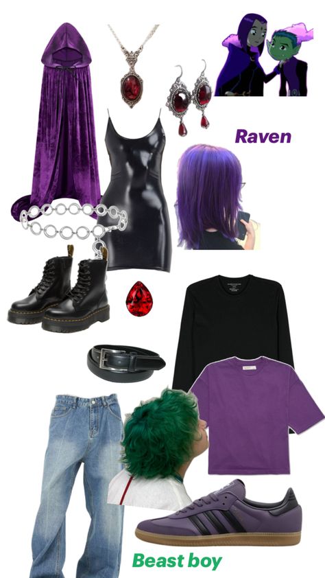 Beast Boy Costume, Raven Halloween Costume, Raven And Beast Boy, Raven Costume, Couples Halloween Outfits, Holloween Costume, Cute Couple Halloween Costumes, Beast Boy, Halloween Inspo