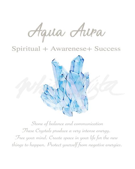 Crystal Print, Painting Spiritual, Aqua Aura Crystal, Blue Aura Quartz, Healing Rocks, Crystals Print, Spiritual Wall Art, Aqua Aura Quartz, Aura Quartz Crystal