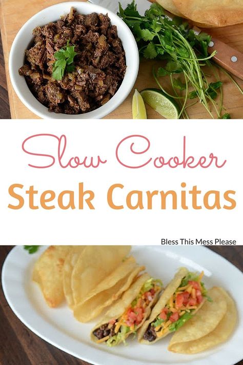 Steak Carnitas Steak Carnitas, Meat In The Crockpot, Carnitas Crockpot, Buffet Recipes, Slow Cooker Carnitas, Slow Cooker Steak, Pork Carnitas Slow Cooker, Crockpot Steak, Cleaner Eating