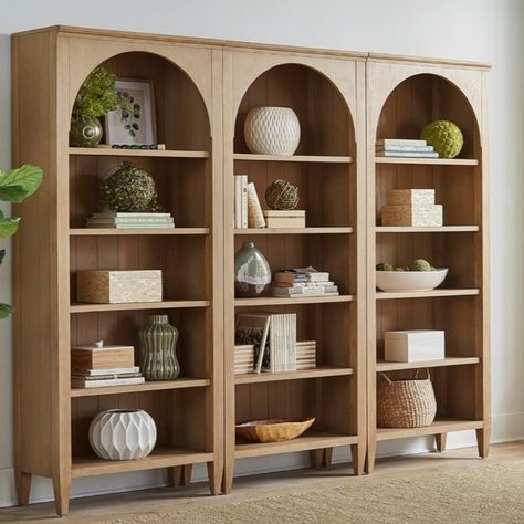 Martin Furniture Modern Wood Open Bookcase Wall, Office Shelving, Storage Cabinet, Light Brown Home Library Rooms, Wide Bookcase, Bookcase Lighting, Office Shelving, Library Bookcase, Wood Bookshelves, Bookcase Wall, Furniture Bookshelves, Open Bookcase