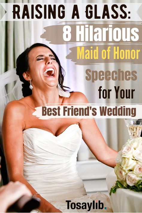 Your best friend is experiencing one of the most important milestones in her life, and as her best friend and maid of honor, it’s your job to bring the funny to every part of the occasion. Weddings aren’t the same without funny maid of honor speeches. Here are 8 examples of funny maid of honor speeches for your best friend and how you can improve your speech. Maid Of Honor Speech Lesbian Wedding, Wedding Speech Ideas Bridesmaid, Speech Wedding Maid Of Honor, Made Of Honor Speech Best Friend, Bring Me Game List, Maid Of Honor Wedding Day Checklist, Example Maid Of Honor Speech, How To End A Maid Of Honor Speech, Maid Of Homer Speech