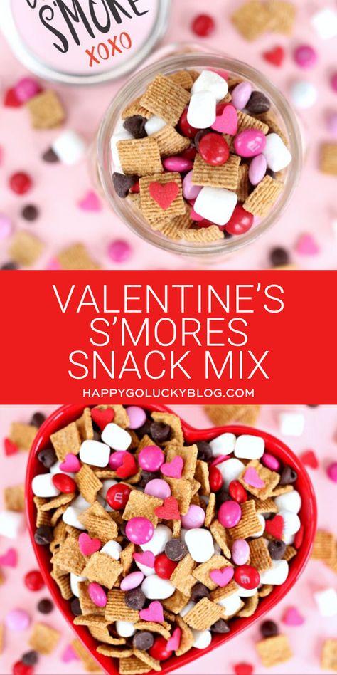 Smores Snacks, Valentines Party Food, Valentines Snacks, Valentine Desserts, Snack Mix Recipes, Preschool Valentines, Valentines Day Food, Holiday Snacks, Chex Mix