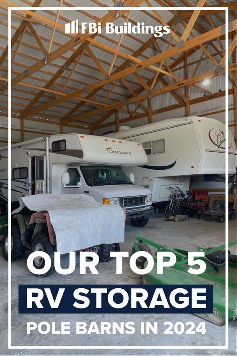 Click to read this blog where we detail the Top Five RV Storage Buildings that’ll prove you can have enough space for recreational equipment and extra amenities. Our goal is to help you design an affordable and versatile pole barn that you’ll enjoy for years. Rv Pole Barn Ideas, Rv Pole Barn With Living Quarters, Pole Barn With Apartment, Pole Barn Storage Ideas, Pole Barn With Living Quarters, Rv Barn, Rv Shelter, Pole Barn Ideas, Barn With Living Quarters