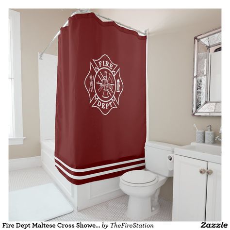 Fire Dept Maltese Cross Shower Curtain Dogs Hacks, Fire Dept Decor, Downstairs Ideas, Dog Trends, Dogs Training, Maltese Dog, Set Decor, Fire Fighter, Maltese Puppy