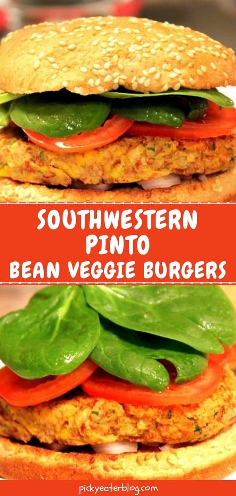 Veggie Bean Burgers, Bean Burgers Recipe Easy, Vegan Pinto Bean Recipes, Pinto Bean Burger Recipe, Pinto Bean Burger, Healthy Vegetarian Sandwich Recipes, Veggie Burger Recipe Easy, Tasty Healthy Recipes, Vegan Bean Burger