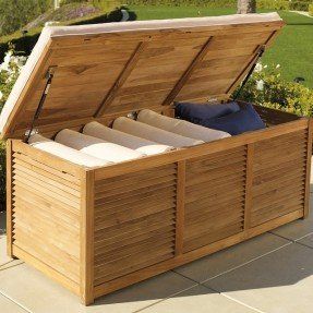 Patio Furniture Cushion Storage Boxes - Ideas on Foter Cushion Storage Ideas, Patio Furniture Cushion Storage, Diy Patio Furniture Cushions, Patio Cushion Storage, Patio Furniture Storage, Outdoor Storage Bench, Teak Patio Furniture, Cushion Storage, Contemporary Patio