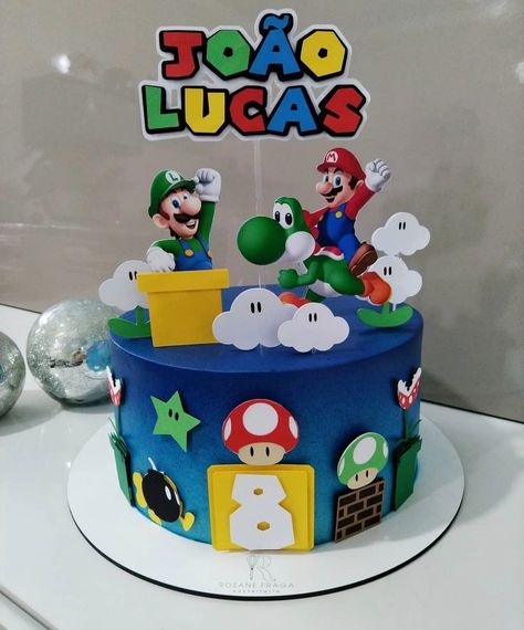 Bolo Do Superman, Super Mario Cake, Galaxy Cake, Mario Cake, Super Mario Birthday Party, Super Mario Galaxy, Mario Birthday Party, Super Mario Birthday, Super Mario Party