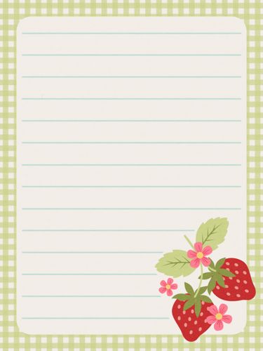 Cool Things To Print Out, Cute Paper Template, Cute Letter Template, Cute Letter Paper, Cute Writing Paper, Strawberry Paper, Notes School, Stationary Printable, Memo Pad Design