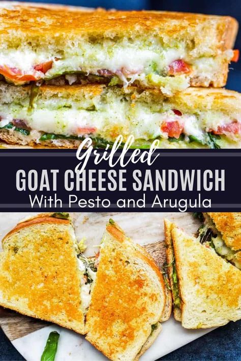 Grilled Goat Cheese, Sandwich With Pesto, Pesto Arugula, Goat Cheese Sandwich, Gourmet Grill, Homemade Basil Pesto, Fancy Grilled Cheese, Cheese Sandwich Recipe, For Dinner