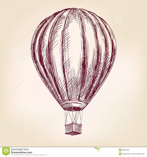 Photo about Hot air balloon, airship or transport hand drawn vector illustration realistic sketch. Illustration of illustration, graphic, journey - 69345351 Hot Air Balloon Drawing Sketch, Ballon Drawing, Hot Air Balloon Drawing, Balloon Drawing, Hatch Drawing, Hot Air Balloon Tattoo, Air Balloon Tattoo, Hot Air Balloons Art, Balloon Tattoo