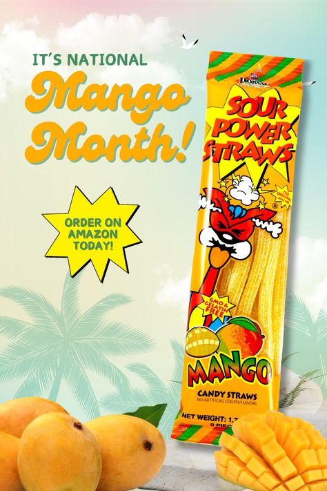 Happy National Mango Month! 🥭
What better way to celebrate than with some delicious #sourpower Mango Straws? 🤤 These tangy treats are the perfect combination of sweet and sour, just like mangoes themselves! Order your packages on Amazon today! 😉 
#mango #nationalmangomonth #mangomonth #mangosourstraws Mango Candy, Grocery Coupons, Sweet And Sour, Gourmet Food, Candy Recipes, International Recipes, Baby Food Recipes, Gourmet Recipes, Straw