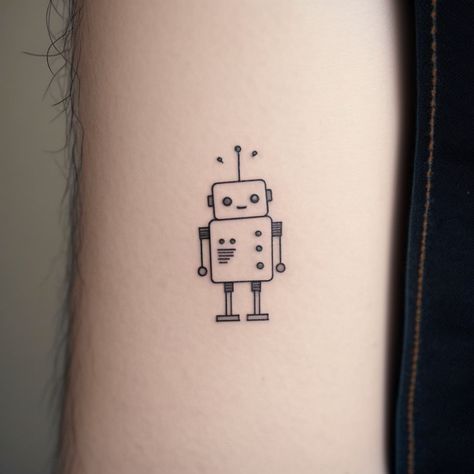 Cute Robot Tattoo, Robotics Tattoo, Software Tattoo Ideas, Robot Tattoo Design, Intelligence Tattoo, Robot Tattoos, Engineering Tattoo, Tattoo Flamingo, Biology Tattoo