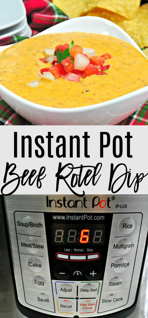 Instant Pot Cheese Dip | CrystalandComp.com Instant Pot Beef Queso Dip, Instant Pot Rotel Cheese Dip, Instapot Rotel Dip, Velveeta Queso Dip Instant Pot, Instant Pot Velveeta Queso, Queso Instant Pot, Instant Pot Cheese Dip, Rotel Dip With Ground Beef Instant Pot, Rotel Dip Instant Pot