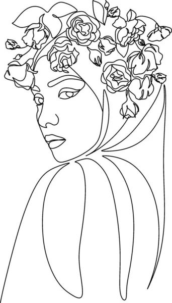 Woman face with flowers one line drawing. Continuous line drawing art. Flower bouquet in woman head single line art. Vector line illustration. Nature cosmetics. Minimalist Black White Drawing Artwork Vector Line Illustration, Face With Flowers, Black White Drawing, Line Drawing Art, Single Line Art, Illustration Nature, Line Art Vector, One Line Drawing, Continuous Line Drawing