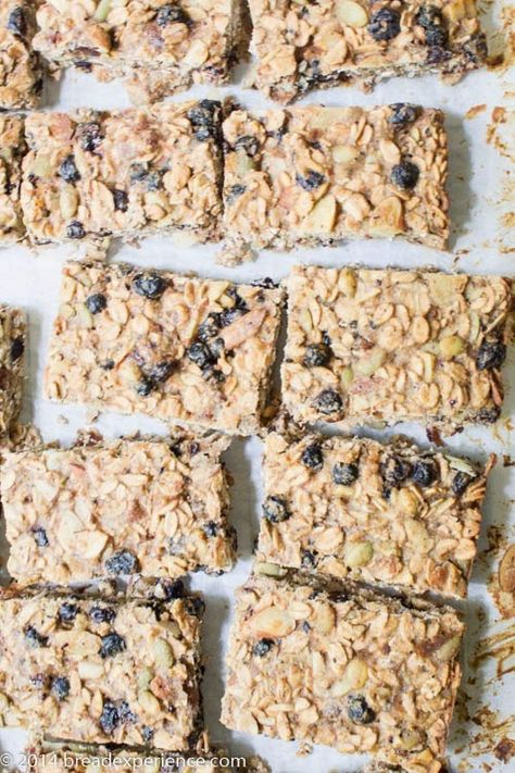 Chewy Sourdough Blueberry & Date Granola Bars Healthy Muslie Slice, Healthy Recipes With Rolled Oats, Easy Oat Slice, Healthy Puddings For Kids, Oat Slice Recipe, Oat Slices Recipes Easy, Healthy Slices Recipes, Rolled Oat Recipes, Oat Traybake