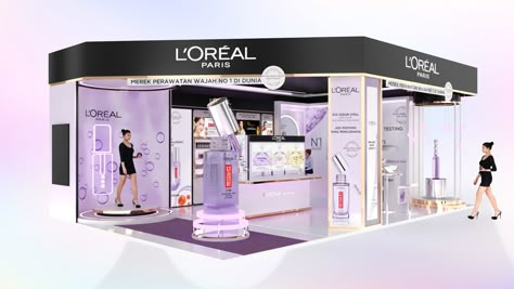 Loreal Booth JXB on Behance Cosmetic Booth Design, Beauty Booth Design, Donor Wall Design, Events Coordinator, Beauty Exhibition, Creative Booths, Event Booth Design, Activation Ideas, Donor Wall