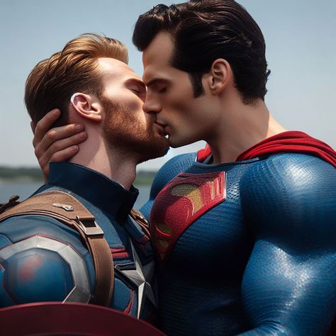 Chris Evans Gay, Chris Evans Kiss, Henry Cavill Shirtless, Superman Henry Cavill, Superman X, Marvel Couples, Christopher Evans, Men Kissing, Anime Guys Shirtless