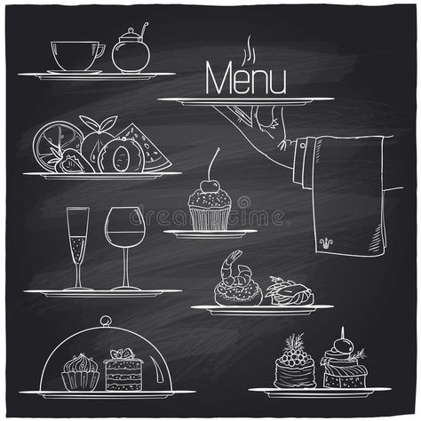 Chalkboard Ideas Restaurant, Blackboard Menu Ideas, Cafe Chalkboard Art, Cute Chalkboard Ideas, Food Chalkboard, Chalkboard Cafe, Bar Chalkboard Ideas, Easy Chalk Drawings, Blackboard Lettering