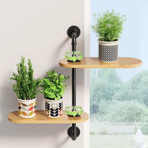 PRICES MAY VARY. Wooden Metal Corner Rotating Design: The plant shelf can be rotated 180°. This unique feature ensures all your plants receive equal amounts of natural light, contributing to their overall well-being and growth.This is especially beneficial for sunlight-dependent plants, such as succulents or herbs. Space-Saving Plant Stand: Designed to maximize space efficiency, our window shelf for plants features two shelves, each measuring 16 inches in length and 7 inches in width. With a gap Rotating Plant Shelf, Plant Stand Window, Window Shelf For Plants, Window Plant Shelf, Indoor Plant Stand, Industrial Floating Shelves, Bamboo Planter, Window Plants, Window Shelves