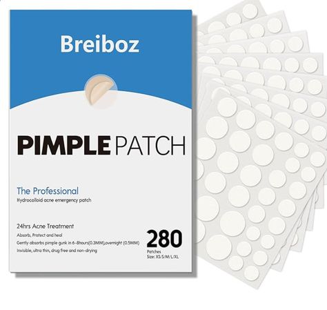 Hydrocolloid Acne Patches, Zit Patches for Day and Night Invisible with Tea Tree, Salicylic Acid & Cica Oil-280 Patches,5 Size,2 Thickness Zit Patches, Acne Patches, Pimple Patches, Pimple Patch, Pimples On Face, Acne Blemishes, Skin Discoloration, Fashion Hub, Clean Face