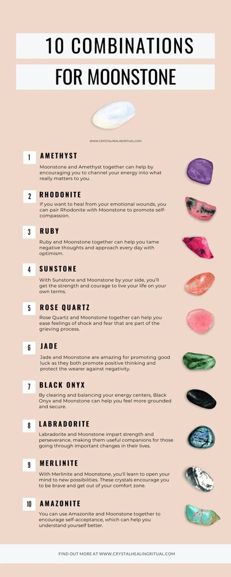 Moonstone Crystal Combinations, Gemstone Combinations Jewelry, Crystals For Skincare, Crystal Pairings To Avoid, Crystals For College Students, Healing Crystal Combinations, Bad Crystal Combinations, Moonstone Meaning Crystal Healing, Crystal Infographic