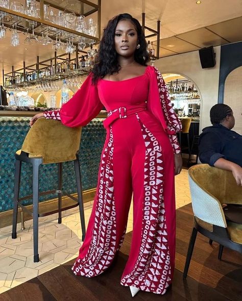 Red jumpsuit #madeincotedivoire #africandesigner Lace Short Gown Styles, Chic Style Inspiration, Classy Short Dresses, Best African Dresses, African Wear Dresses, African Inspired Clothing, Stylish Jumpsuit, African Inspired Fashion, Woman Suit Fashion