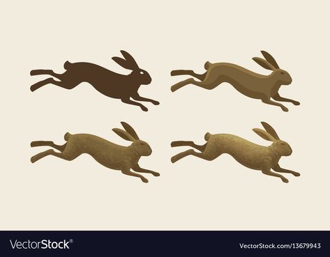 Running Rabbit Illustration, Running Rabbit Tattoo, Bunny Symbol, Bunny Running, Running Bunny, Silhouette Animals, Animals Vector Illustration, Rabbit Running, Running Drawing