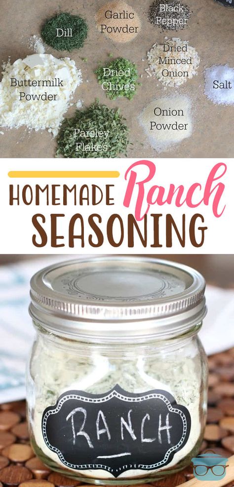 Ranch Seasoning Recipes, Homemade Ranch Seasoning, Homemade Dry Mixes, Diy Mixes, Ranch Seasoning Mix, Seasoning Recipe, Dry Mixes, Country Cook, The Country Cook